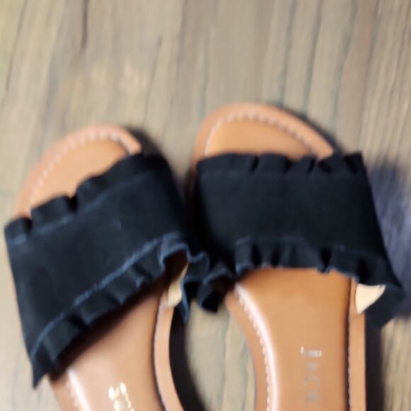 Jack Rogers Black Ruffle Slide Sandals - Picture 5 of 5